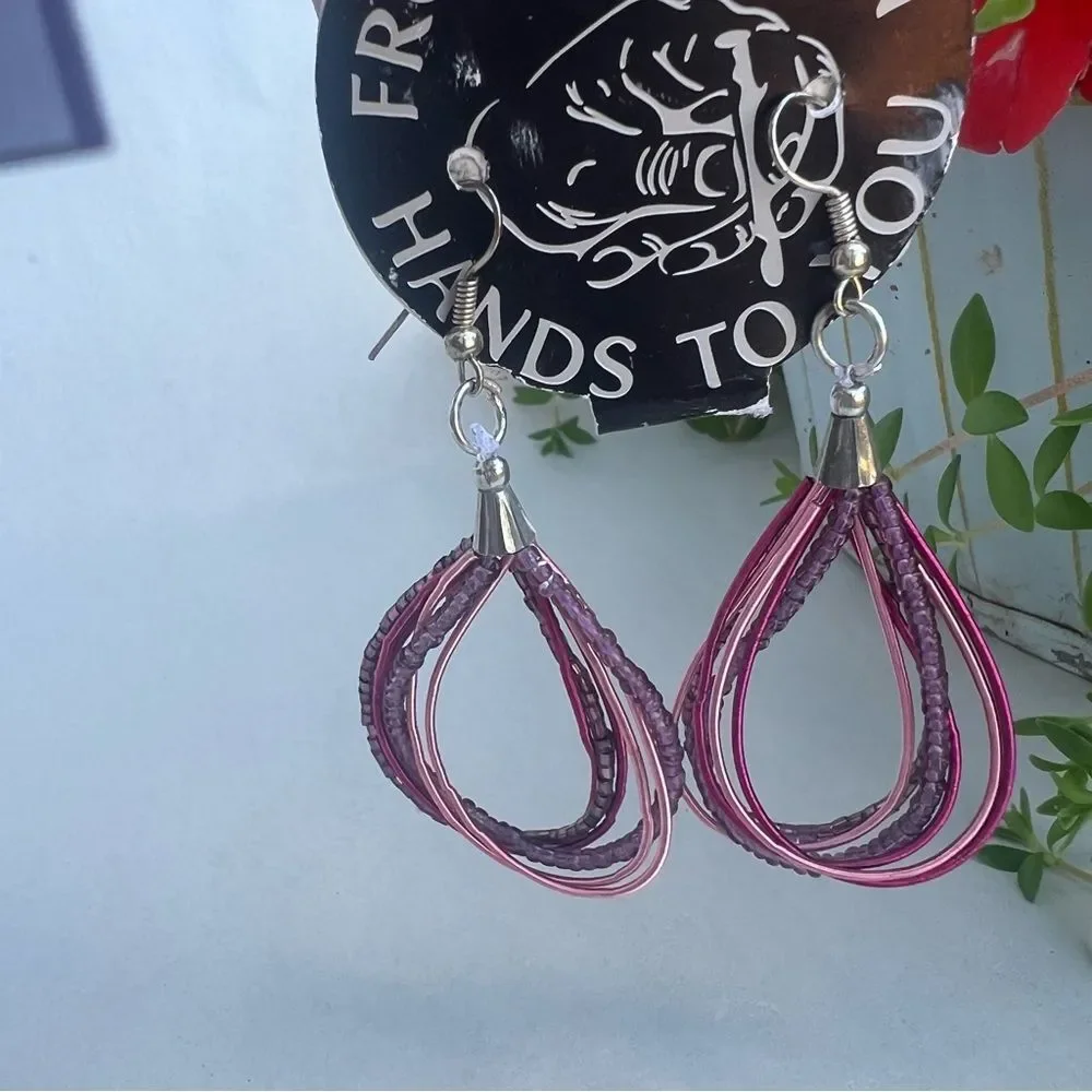 Handcrafted From Artisan Hands To You Boho Beaded Drop Earrings